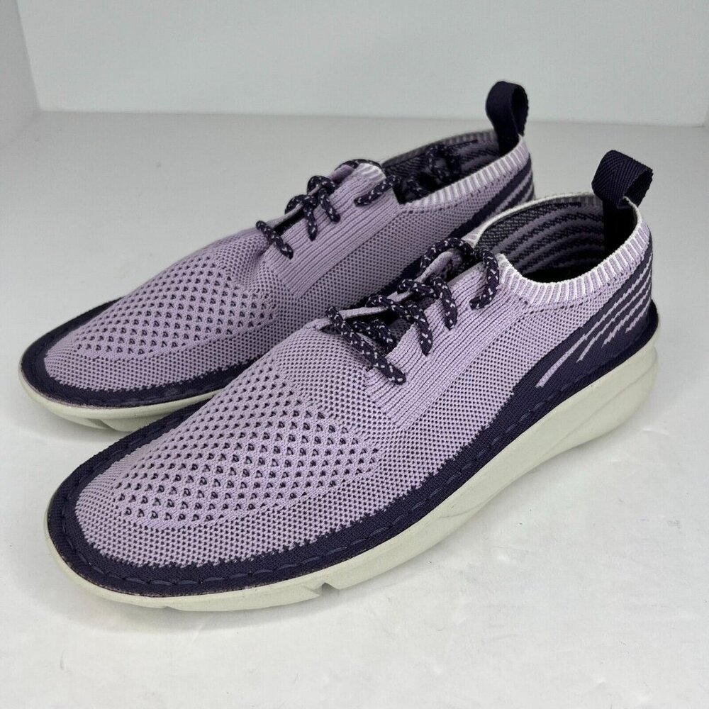 Clarks Womens 26167344405 Lavender Knit Casual Low Top Size 7 M Trainers Shoes